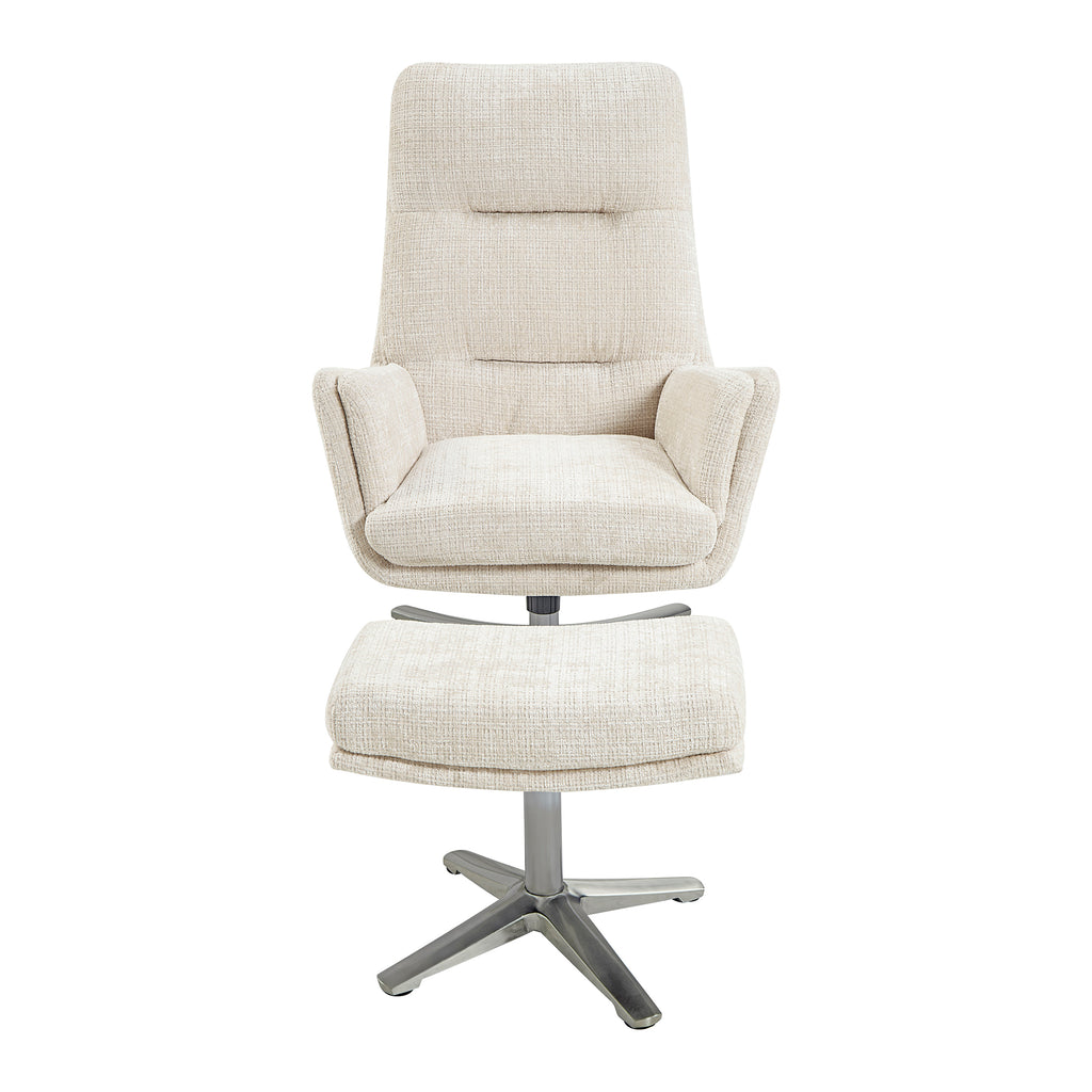 Chenille Fabric Swivel Chair with Ottoman