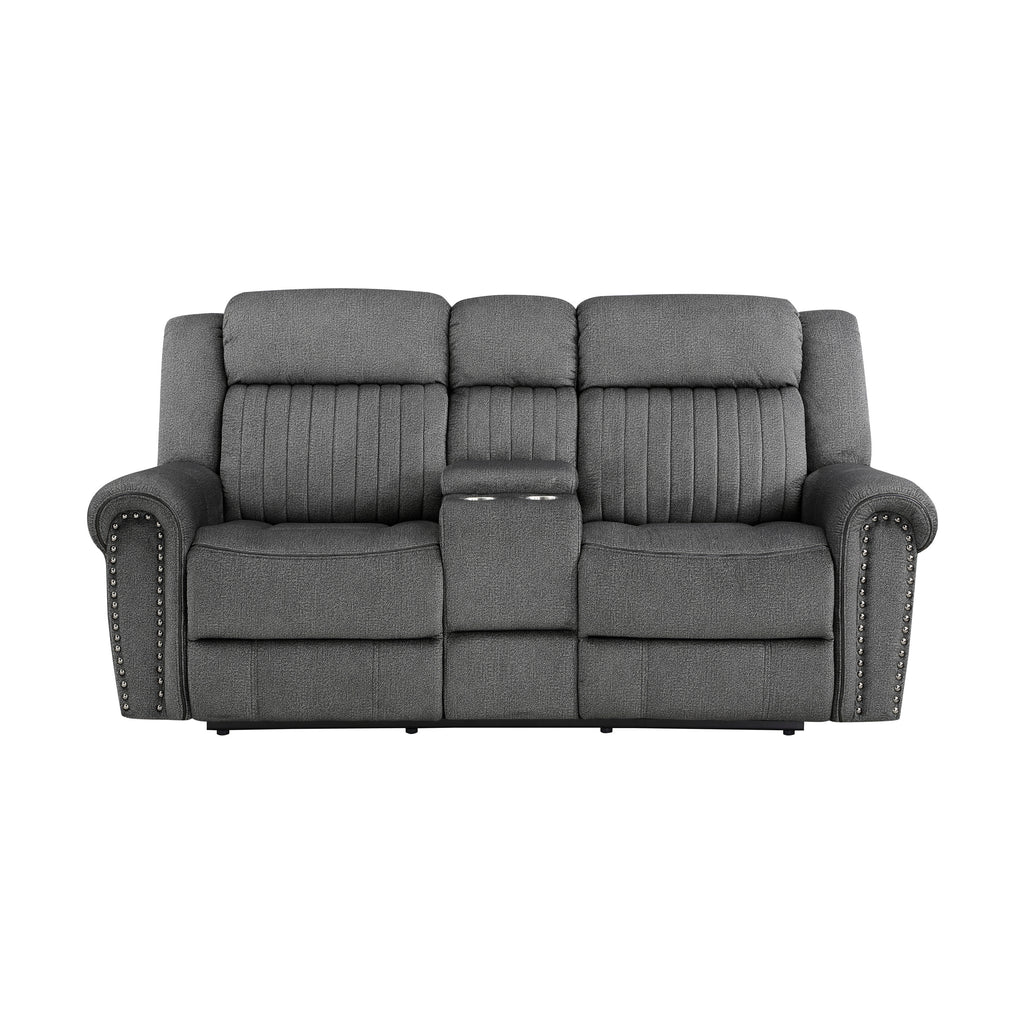 Textured Microfiber Power Double Reclining Loveseat