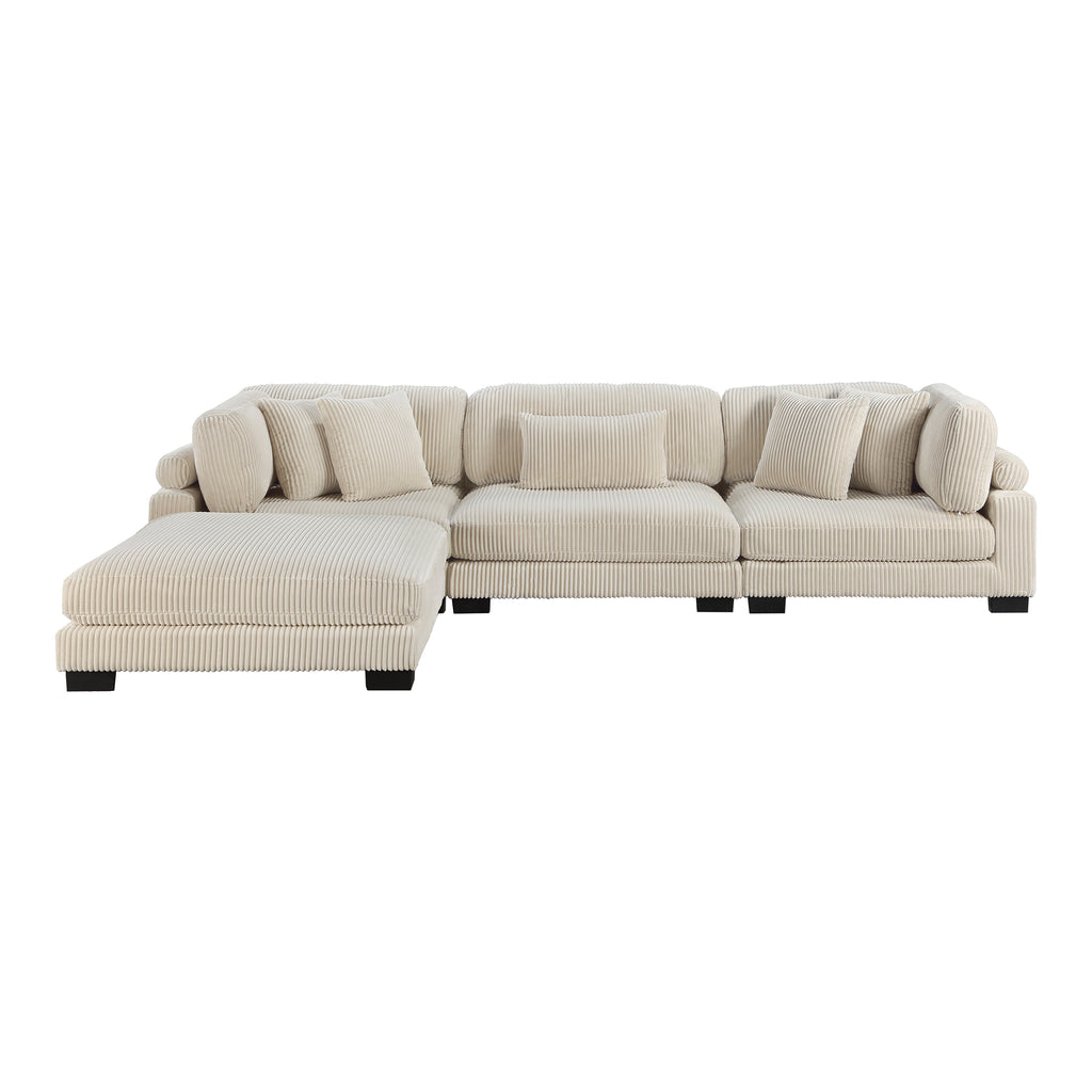 Modular Sectional Sofa, 3-Seater with Ottoman