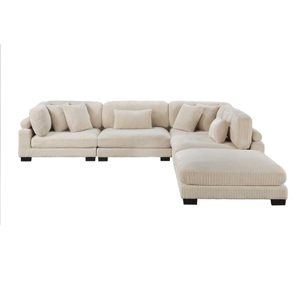 Modular Sectional Sofa, 4-Seater with Ottoman