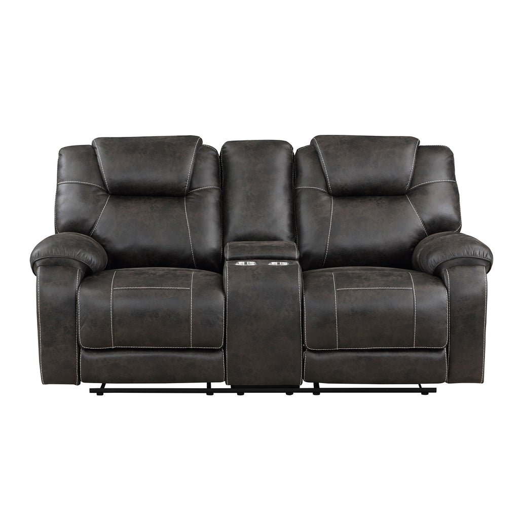 Polished Microfiber Double Reclining Loveseat