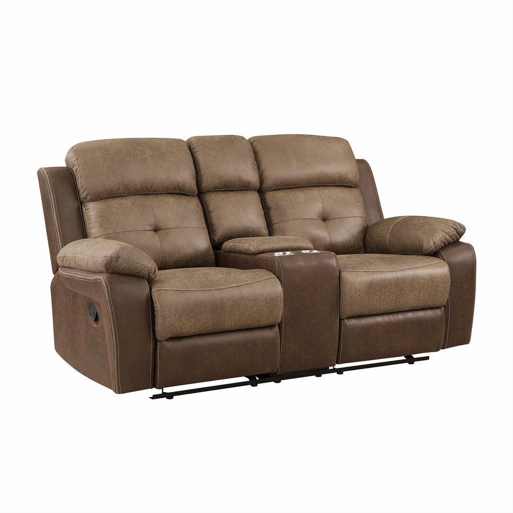 Polished Microfiber Double Glider Reclining Loveseat