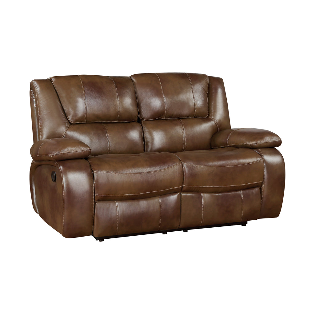 Leather Match Double Reclining Loveseat