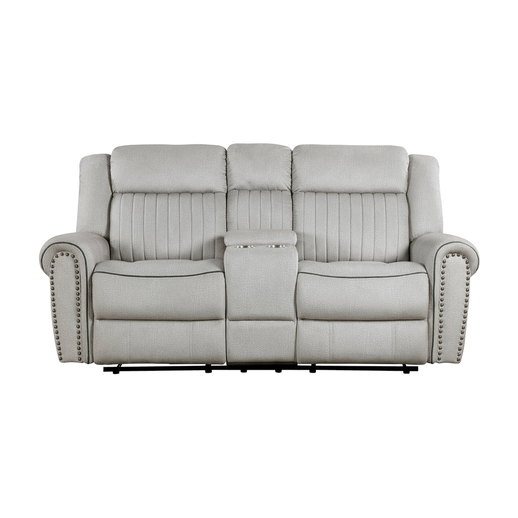 Textured Microfiber Manual Double Reclining Loveseat