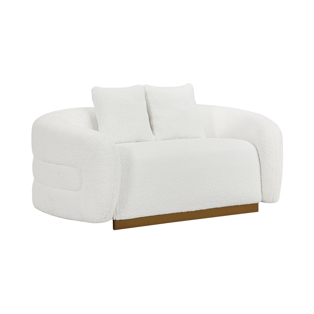 Sherpa Fabric Swivel Loveseat