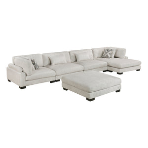 Textured Microfiber 5-Piece Modular Sectional with Chaise and Ottoman