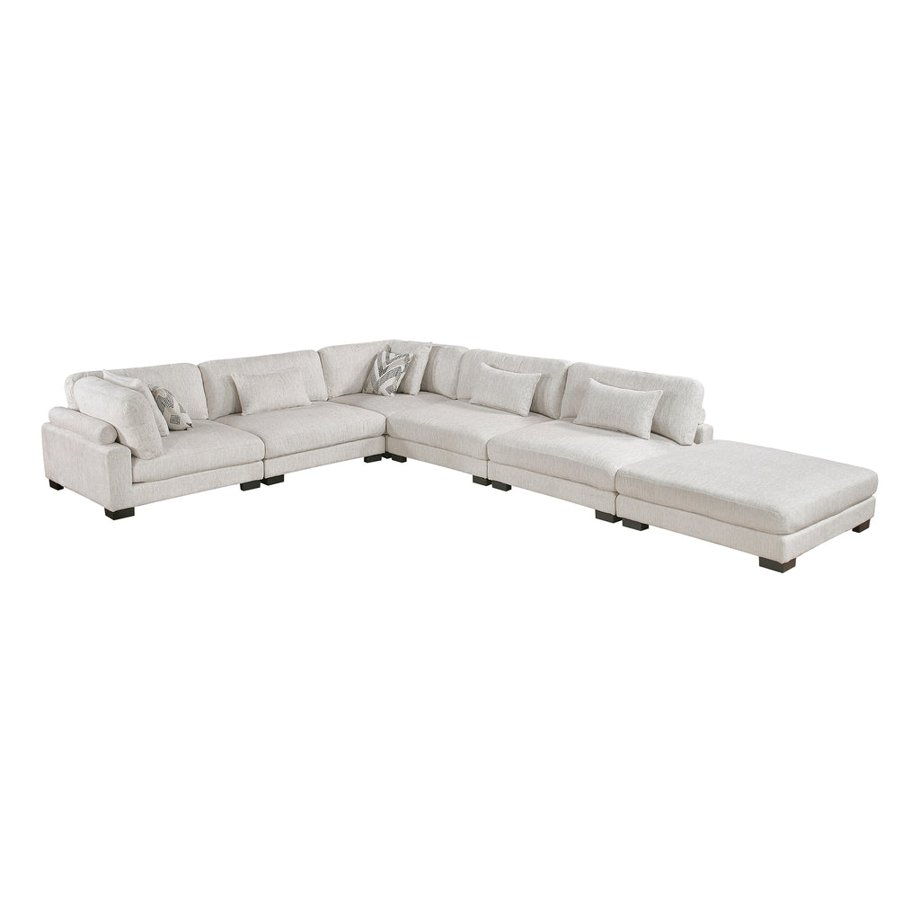 Textured Microfiber 6-Piece Modular Sectional with Ottoman