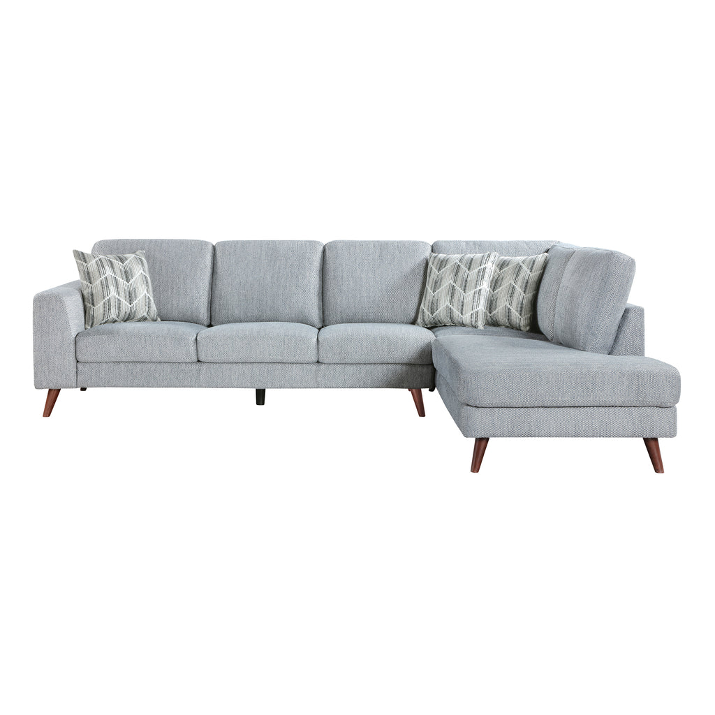 Chenille Fabric 2-Piece Sectional with Right Chaise
