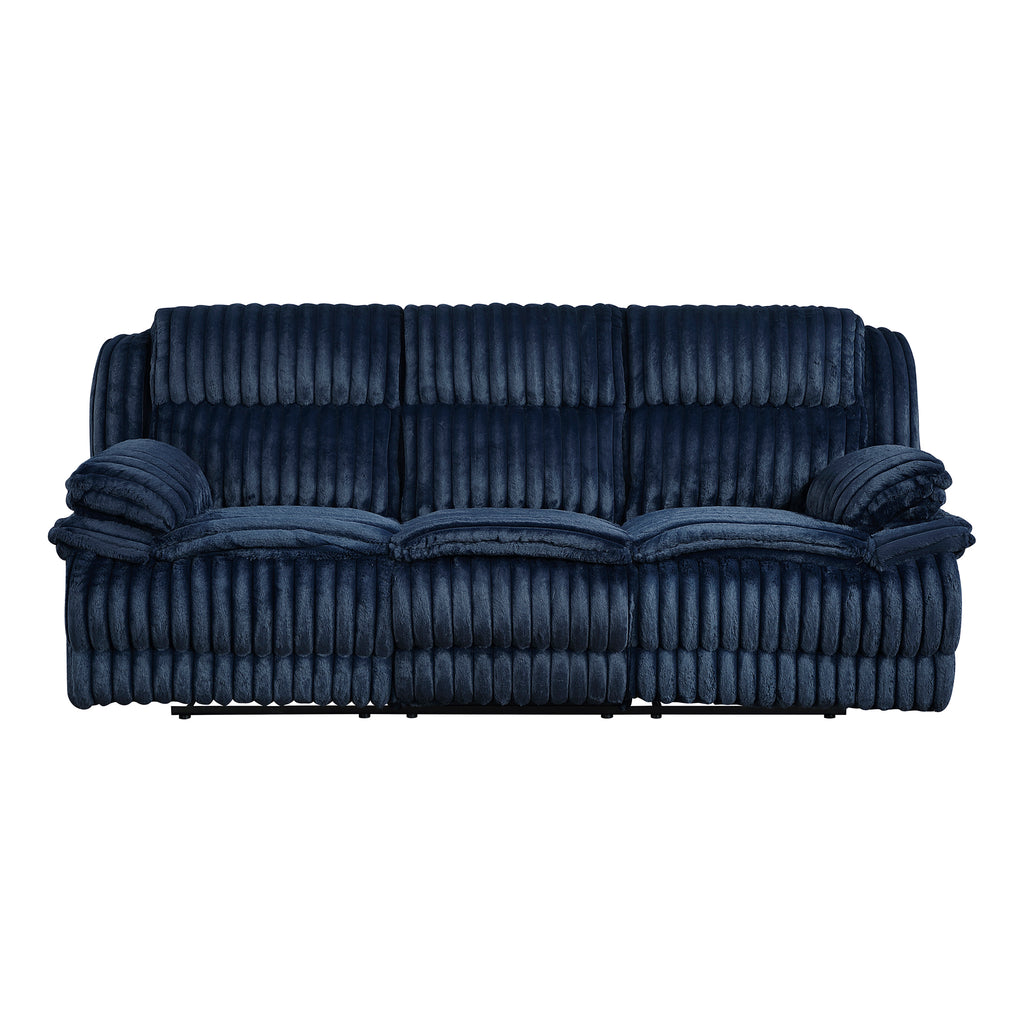 Corduroy Fabric Glider Double Reclining Sofa