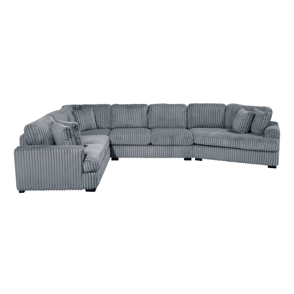 Corduroy 4-Piece Sectional with Right Cuddler