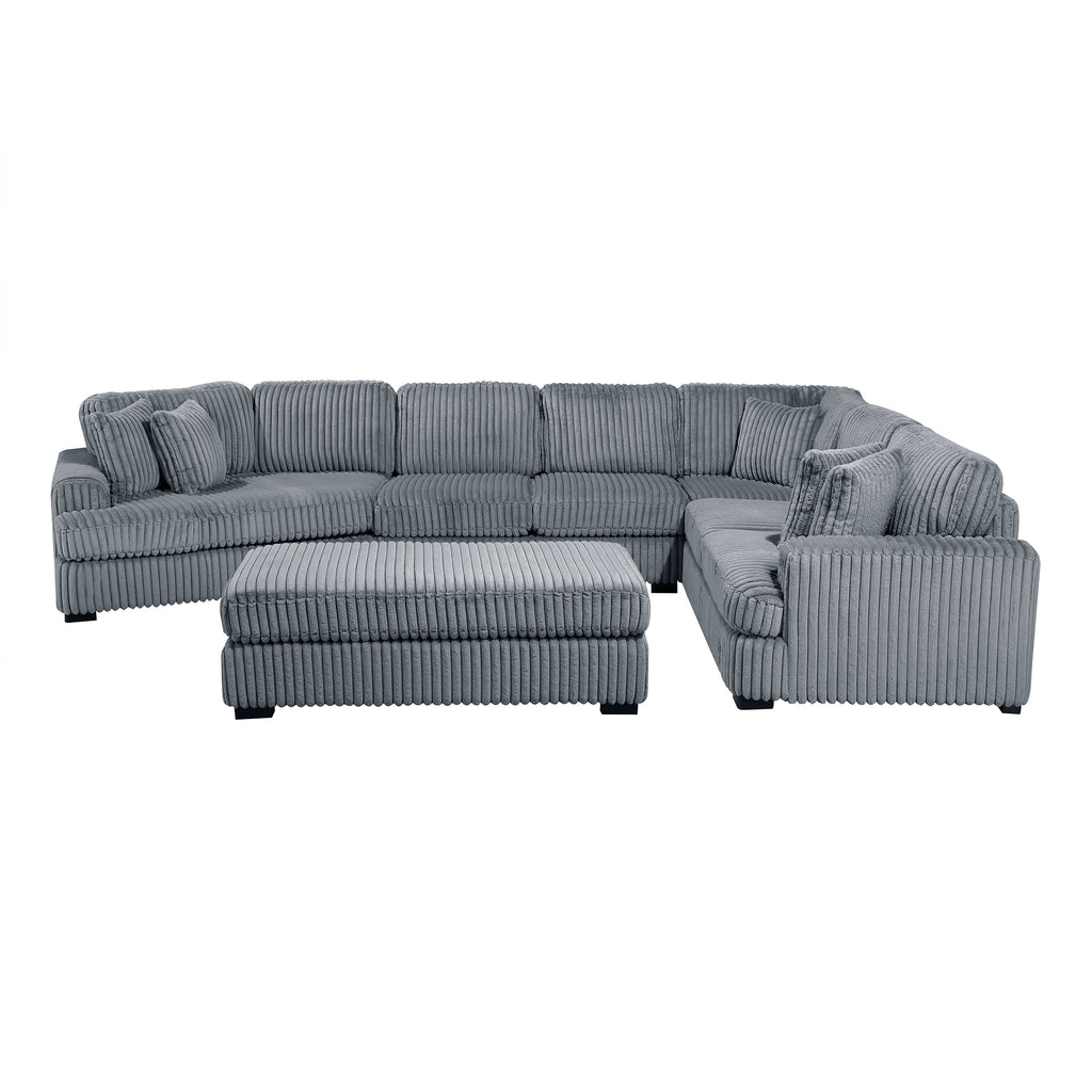Corduroy 5-Piece Sectional with Left Cuddler and Ottoman
