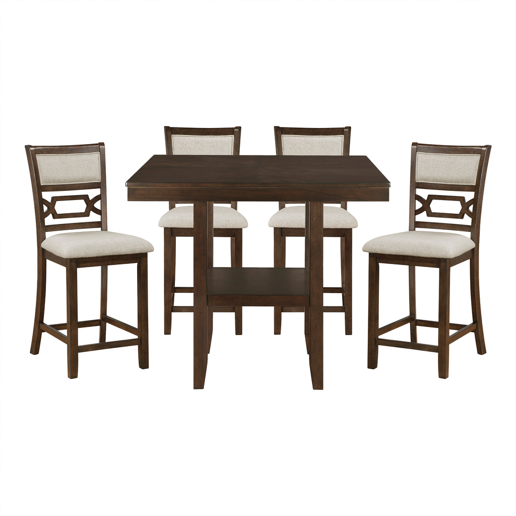 Textured Fabric 5-Piece Pack Counter Height Dining Set