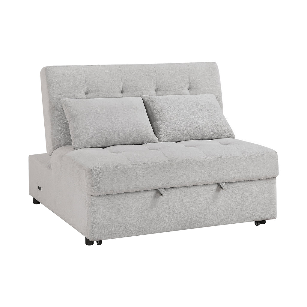 Textured Fabric Convertible Armless 2-Seater with Pull-out Bed
