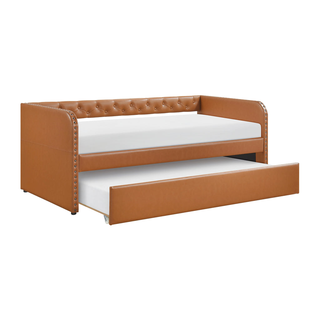 Faux Leather Daybed with Trundle