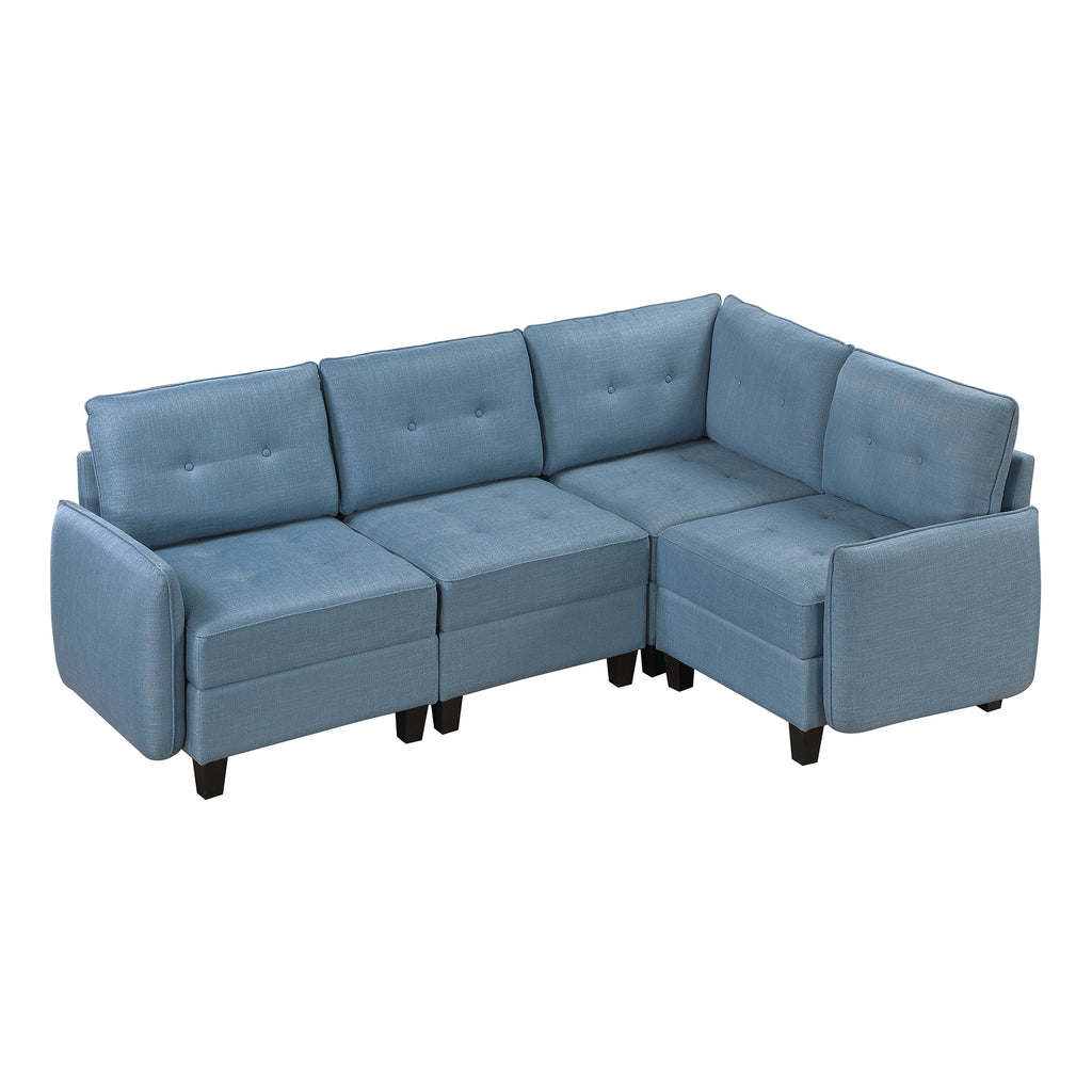 Textured Fabric 4-Piece Sectional Sofa with Storage