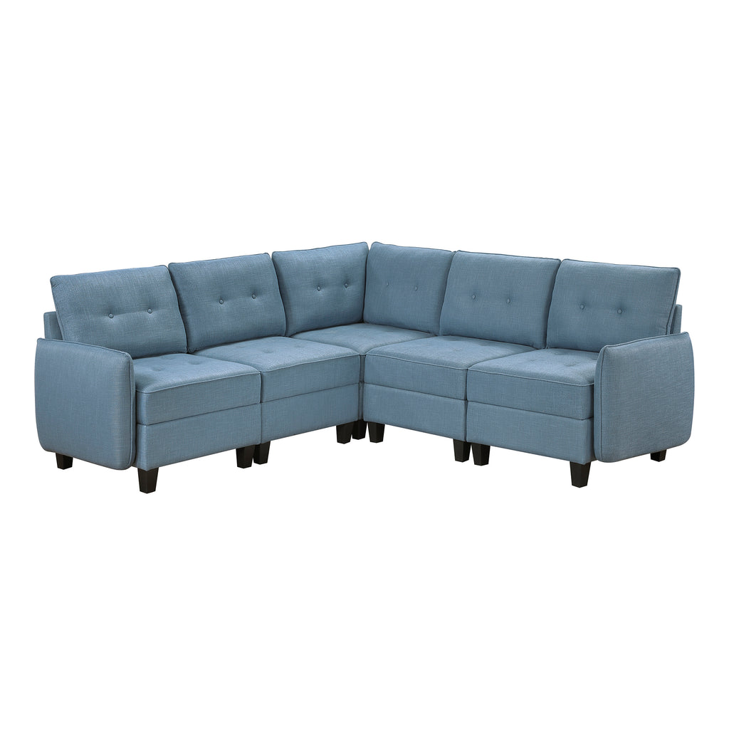 Textured Fabric 5-Piece Sectional Sofa with Storage