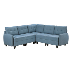 Textured Fabric 5-Piece Sectional Sofa with Storage