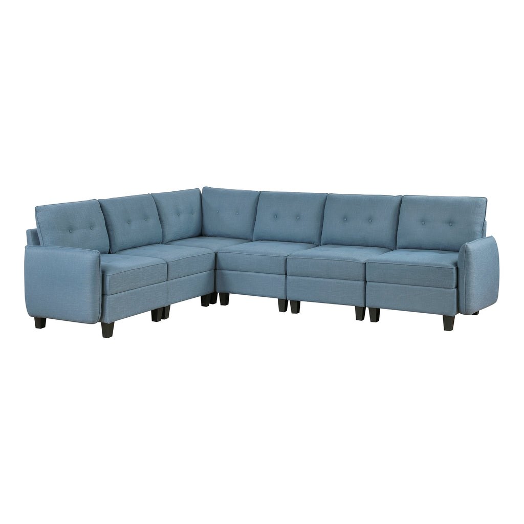 Textured Fabric 6-Piece Sectional Sofa with Storage