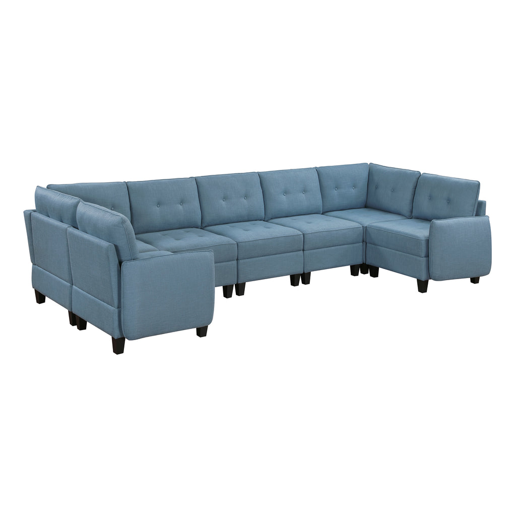 Textured Fabric 7-Piece Sectional Sofa with Storage