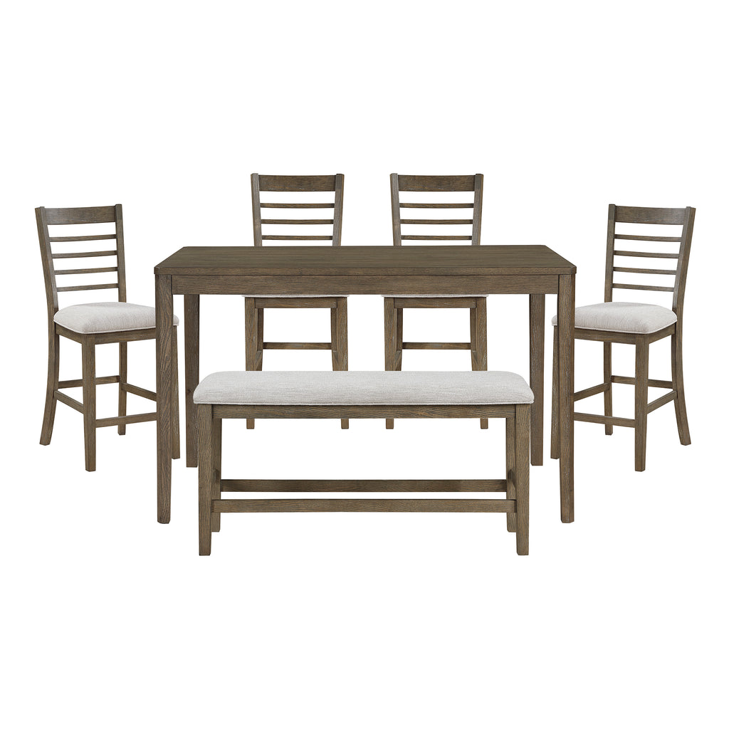 Textured Fabric 6-Piece Counter Height Set