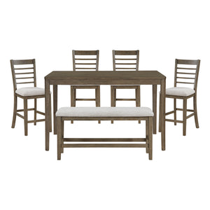 Textured Fabric 6-Piece Counter Height Set