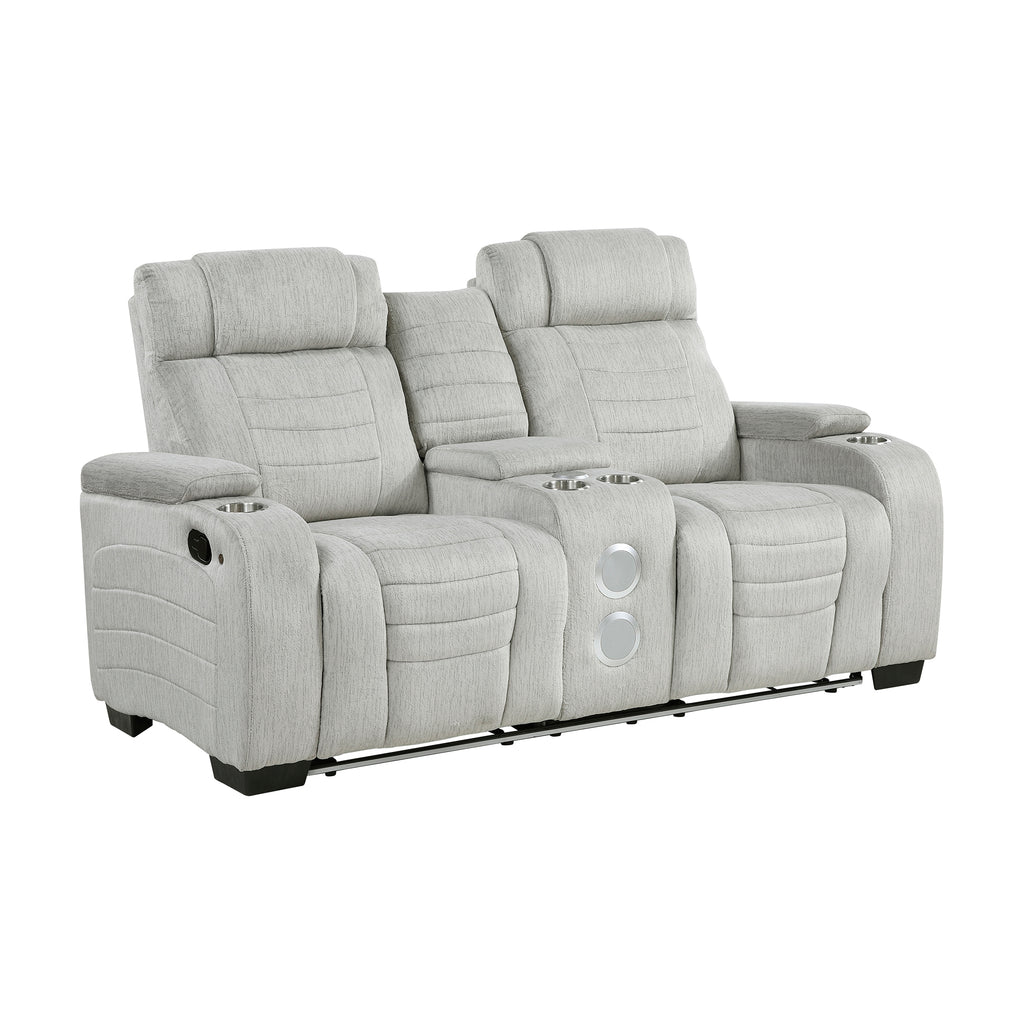 Textured Microfiber Double Reclining Loveseat