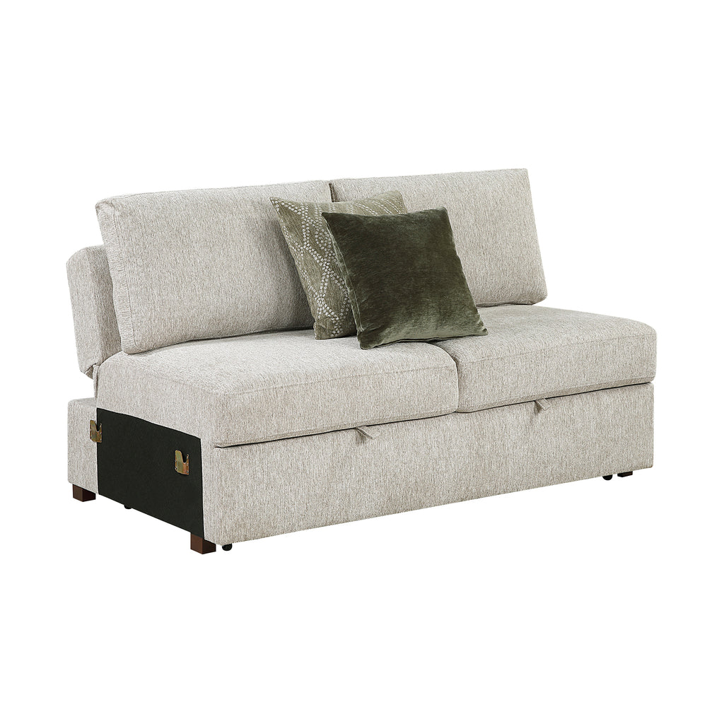 Textured Microfiber Armless Convertible 2-Seater