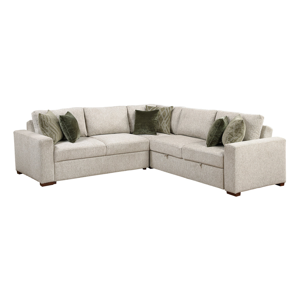 Textured Microfiber 3-Piece Sectional with Pull-out Bed