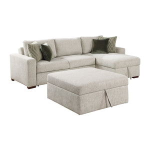 Textured Microfiber 3-Piece Sectional with Reversible Chaise and Ottoman