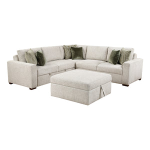Textured Microfiber 4-Piece Sectional with Pull-out Bed and Ottoman
