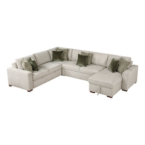 Textured Microfiber 4-Piece Sectional with Reversible Chaise and Pull-out Bed