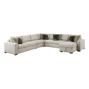 Textured Microfiber 5-Piece Sectional with Reversible Chaise and Pull-out Bed