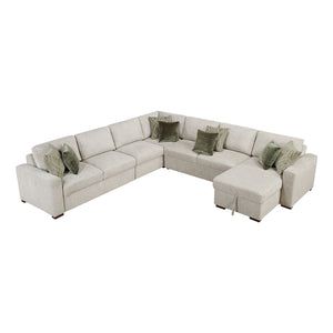 Textured Microfiber 5-Piece Sectional with Reversible Chaise