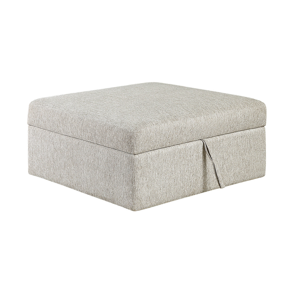 Textured Microfiber Storage Ottoman with Casters