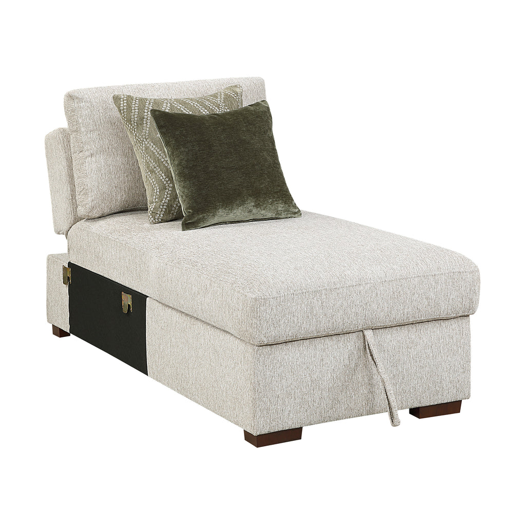 Textured Microfiber Armless Convertible Storage Chaise