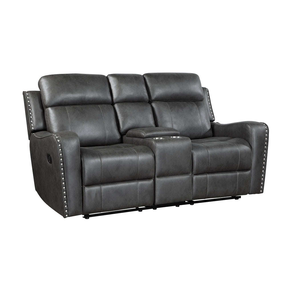 Polished Microfiber Manual Double Reclining Loveseat