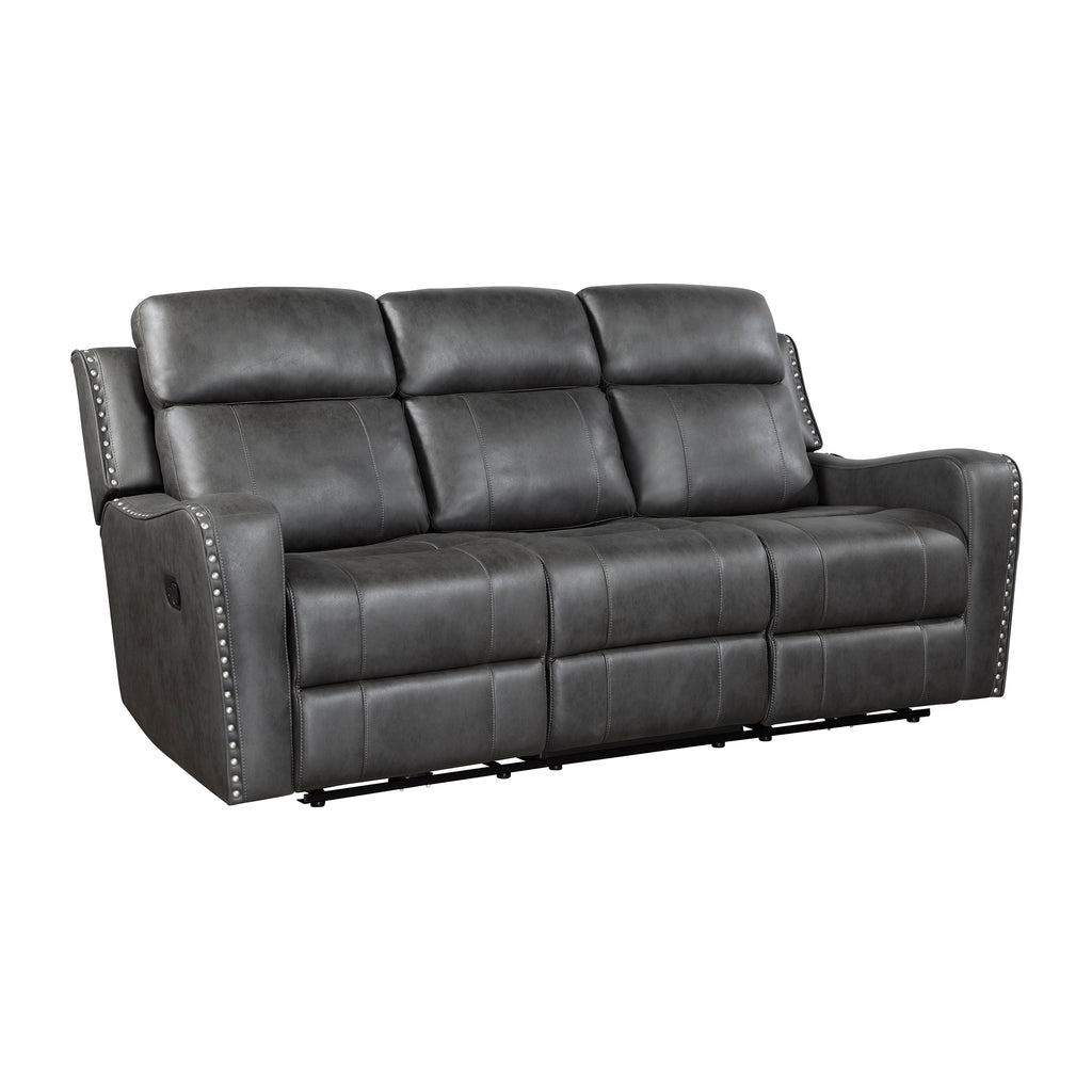 Polished Microfiber Manual Double Reclining Sofa