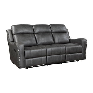 Polished Microfiber Manual Double Reclining Sofa
