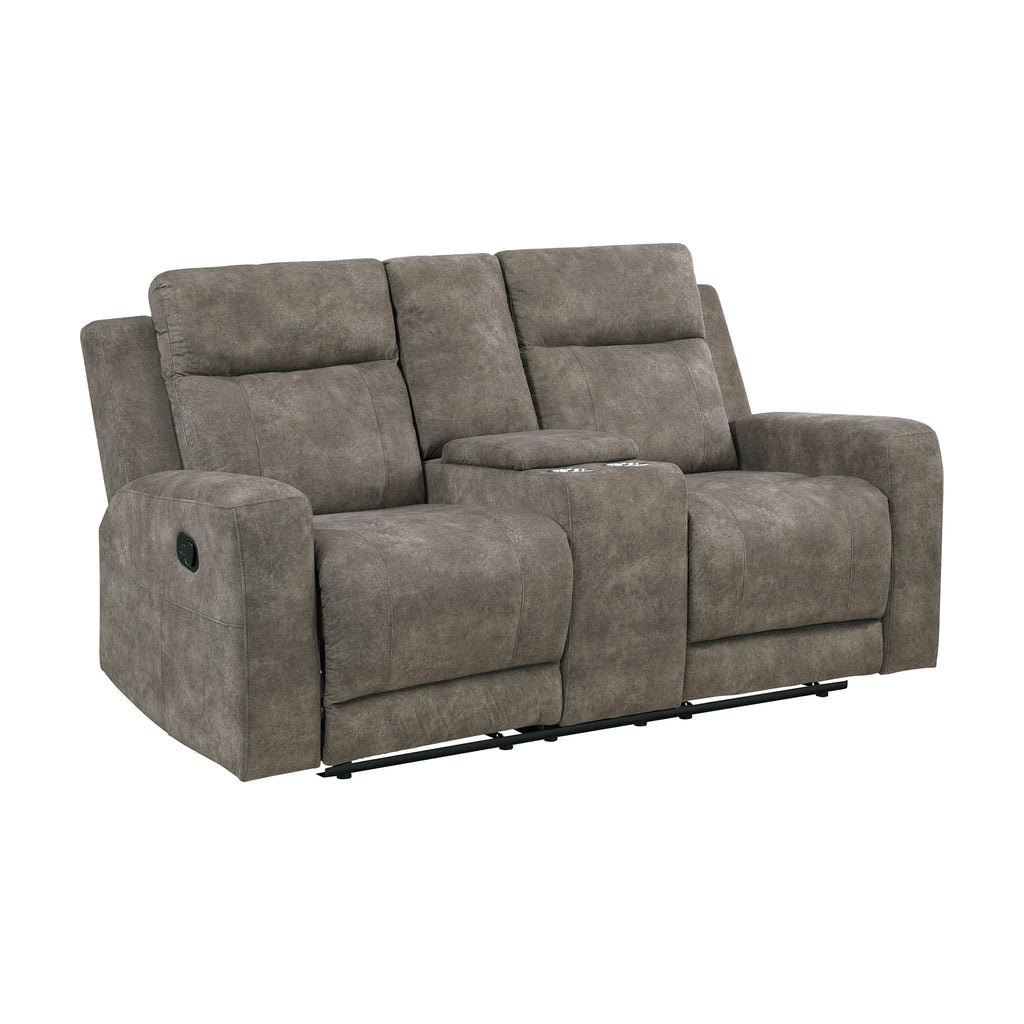 Textured Microfiber Double Reclining Loveseat