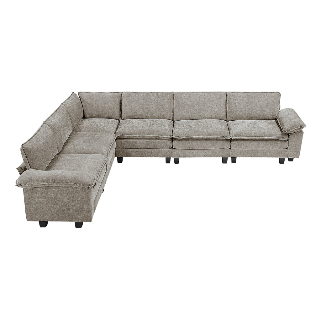 Chenille Fabric 6-Piece Modular Sectional