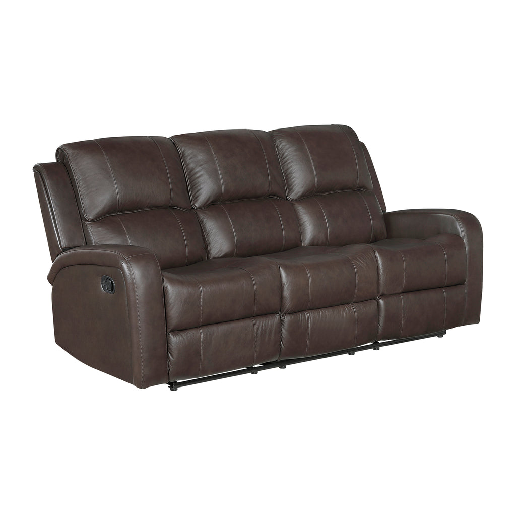 Leather Match Manual Double Reclining Sofa