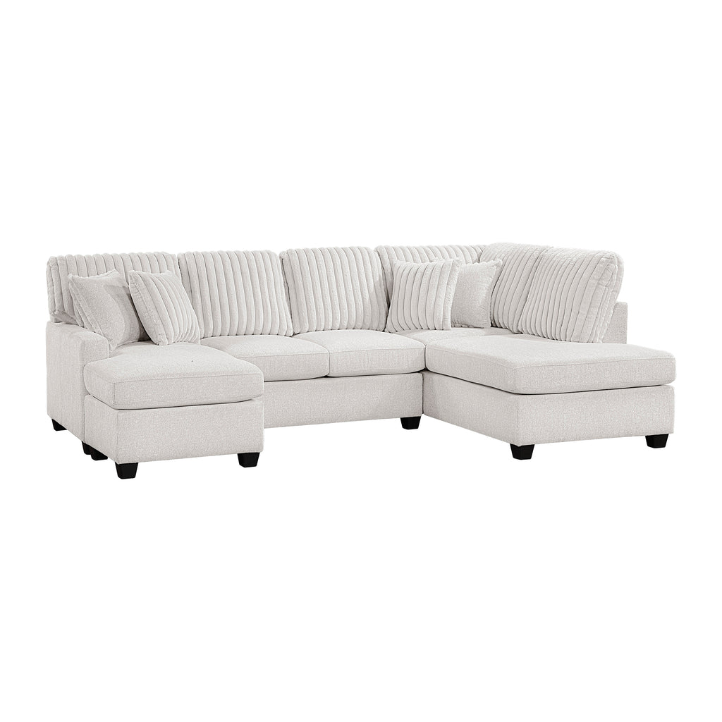 Chenille and Corduroy Fabric 2-Piece Sectional with Left Chaise