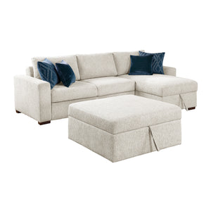 Textured Microfiber 3-Piece Sectional with Reversible Chaise and Ottoman