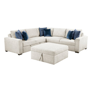 Textured Microfiber 4-Piece Sectional with Pull-out Bed and Ottoman