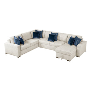 Textured Microfiber 4-Piece Sectional with Reversible Chaise and Pull-out Bed