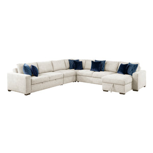 Textured Microfiber 5-Piece Sectional with Reversible Chaise and Pull-out Bed