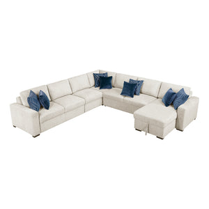 Textured Microfiber 5-Piece Sectional with Reversible Chaise
