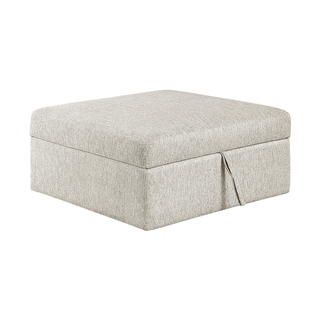 Textured Microfiber Storage Ottoman with Casters