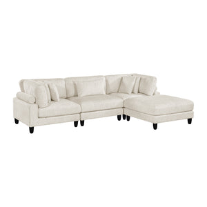 Textured Microfiber 4-Piece Modular Sectional with Ottoman