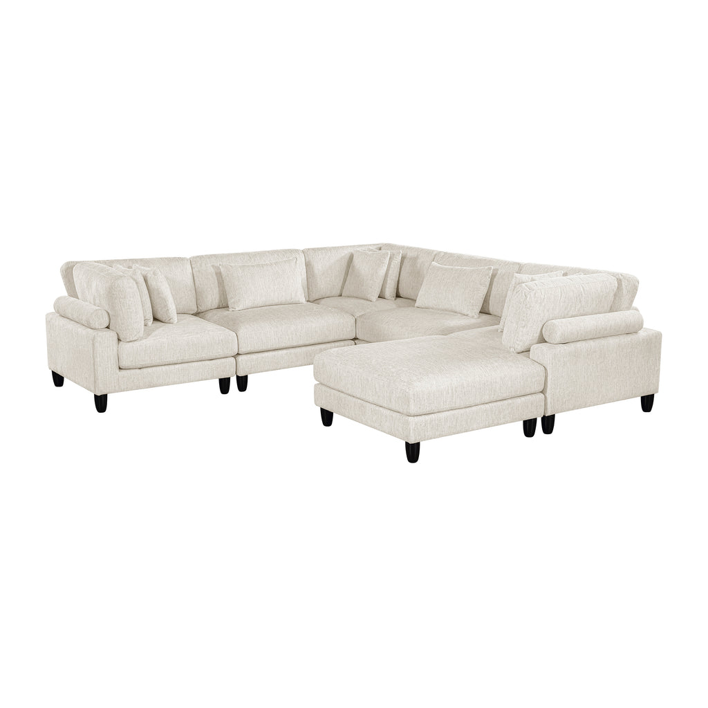 Textured Microfiber 6-Piece Modular Sectional with Ottoman